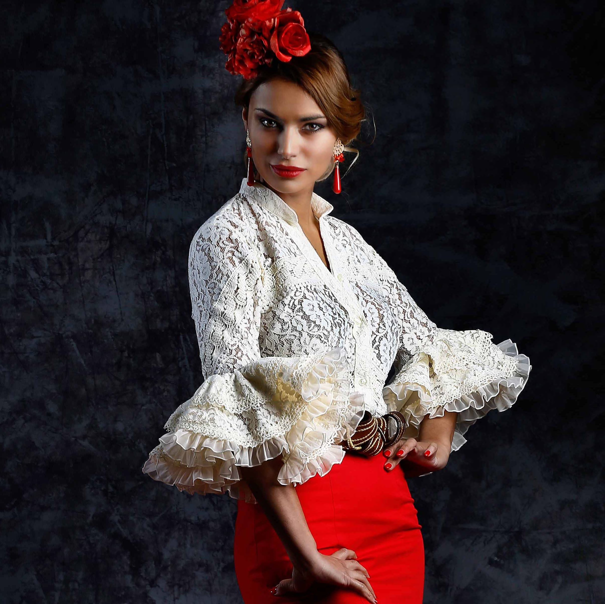 Inmigración dulce Ajustamiento CAMISA FLAMENCA SEÑORA - Modelo Alba Encaje Beige - PEDROCHE GITANA Y  FLAMENCO