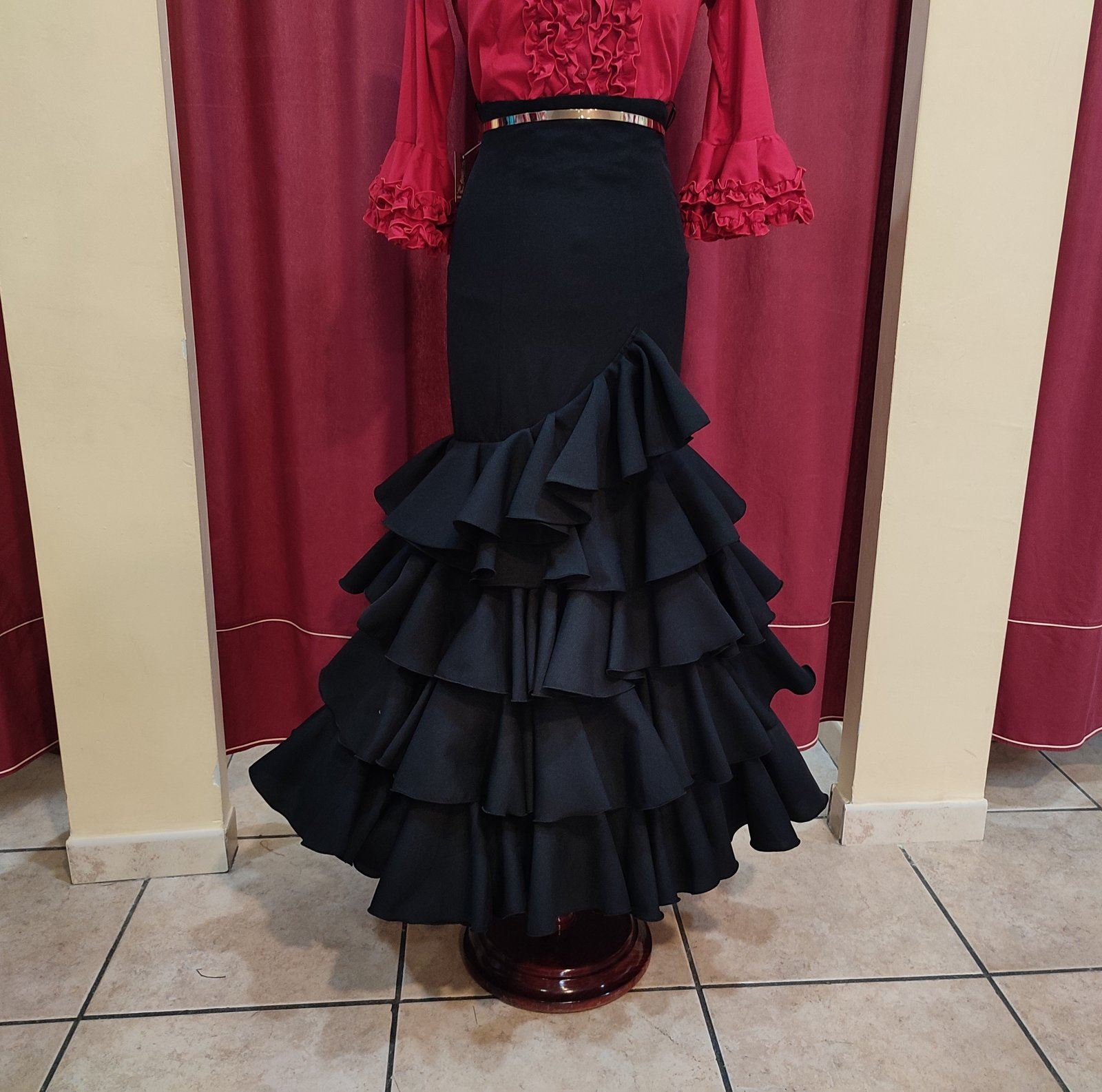 Falda Flamenca Nina - Modelo ANGY Raya Campera Gris - PEDROCHE GITANA