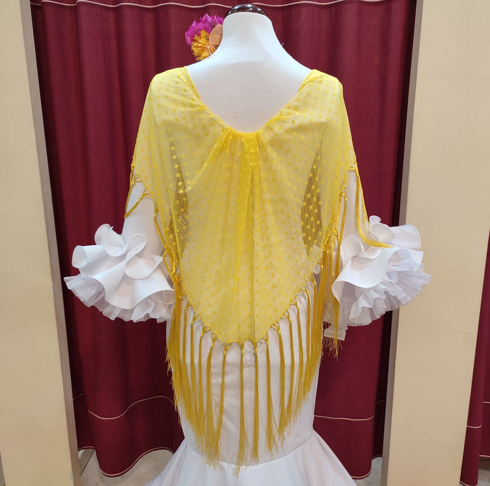 VESTIDO FLAMENCA SEÑORA - Modelo Marbella Plumeti Azulon - PEDROCHE GITANA  Y FLAMENCO