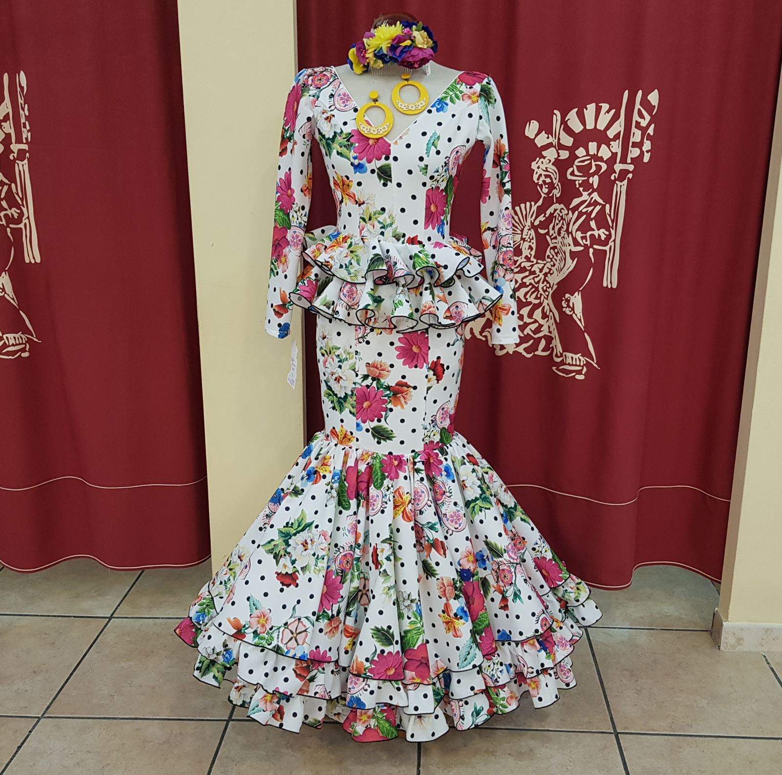 VESTIDO FLAMENCA SEÑORA - Modelo AZAFRAN Estampado - PEDROCHE