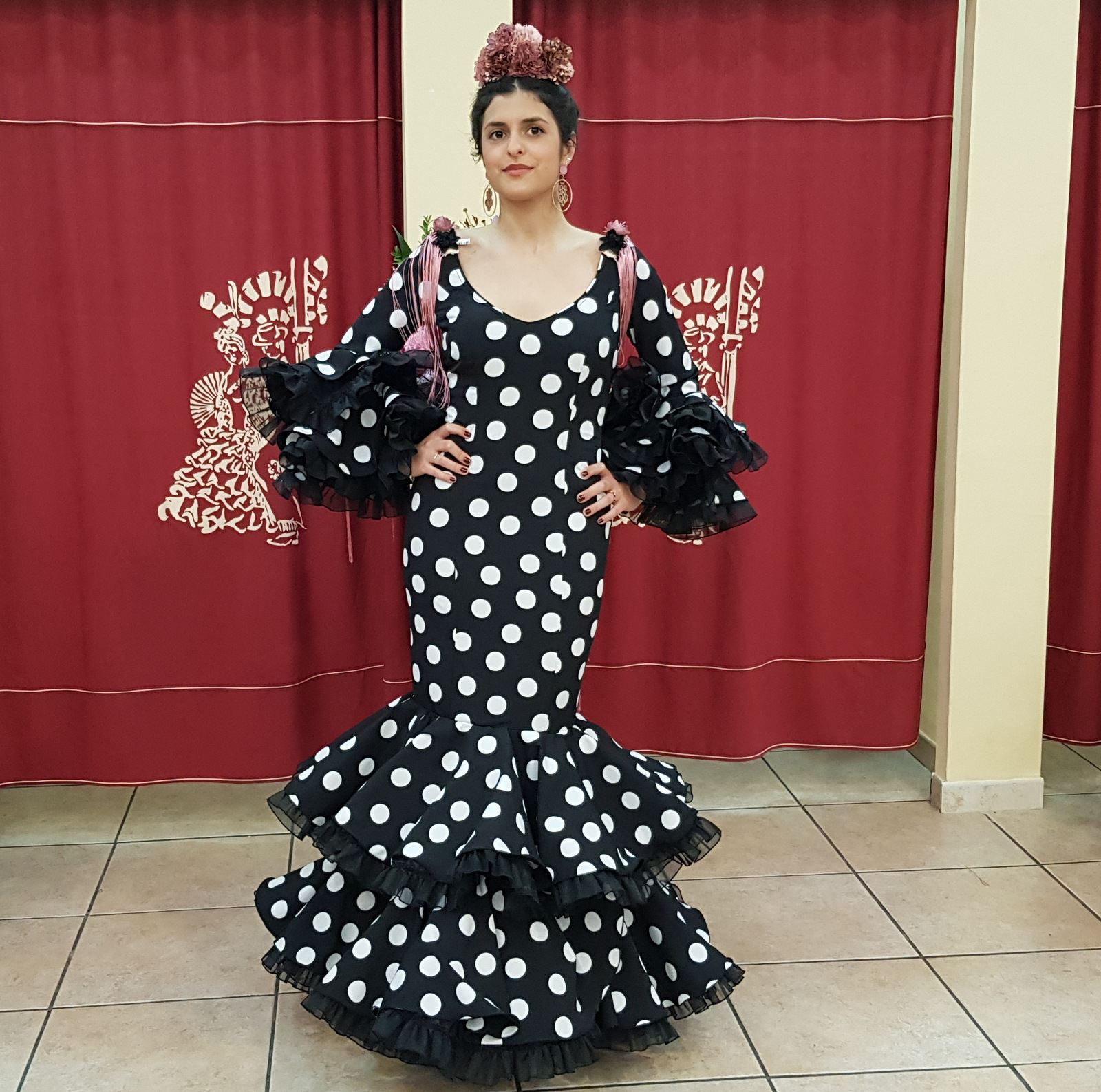 Gyermekek szürke traje flamenca negro y blanco Melodráma