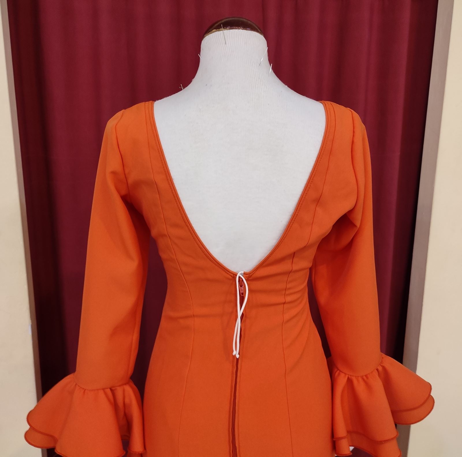 Vestido Flamenca - Modelo EVA Naranja - PEDROCHE GITANA Y FLAMENCO