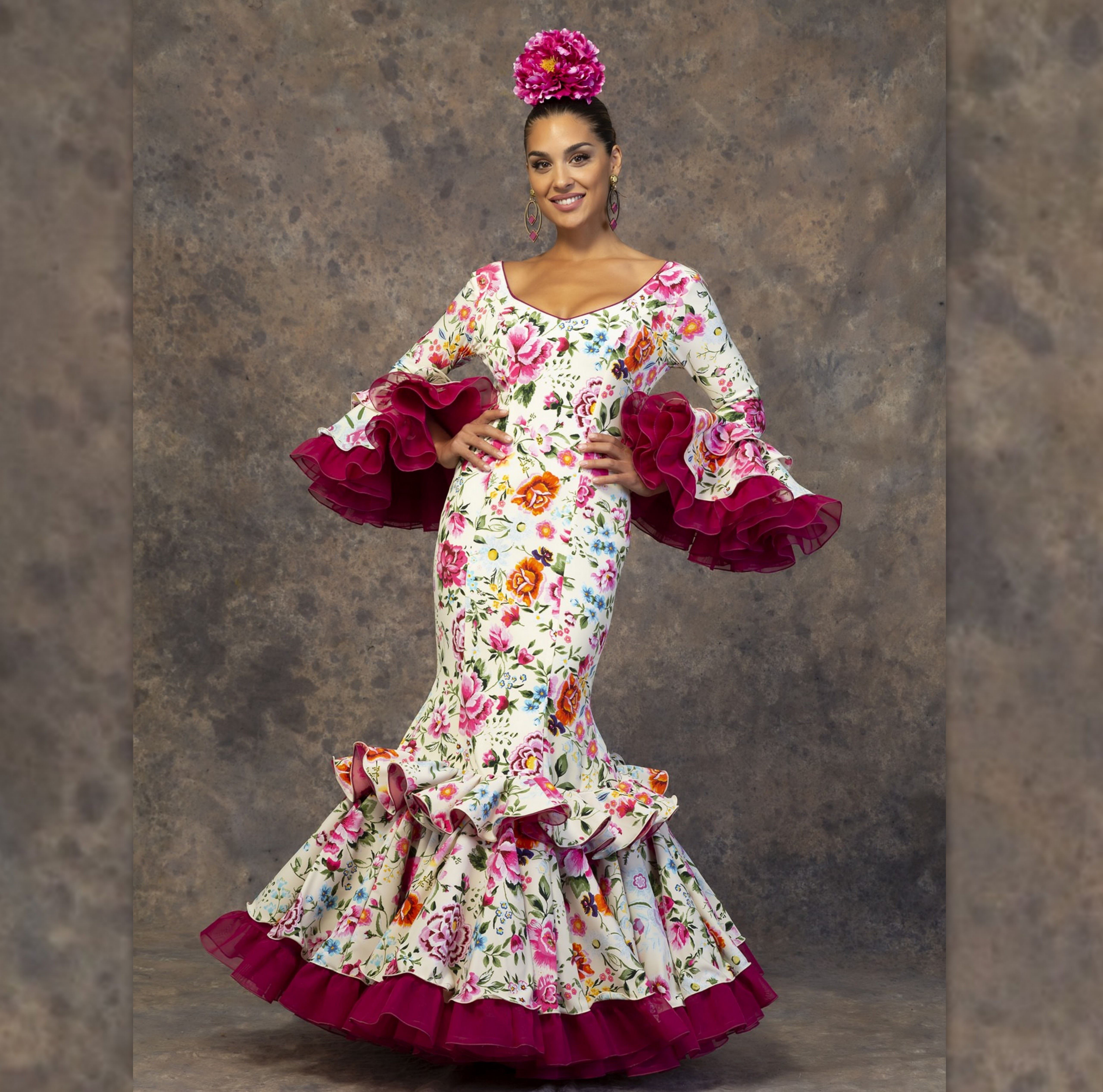Vestido Flamenca - Modelo Montoro SP- Beige - PEDROCHE GITANA