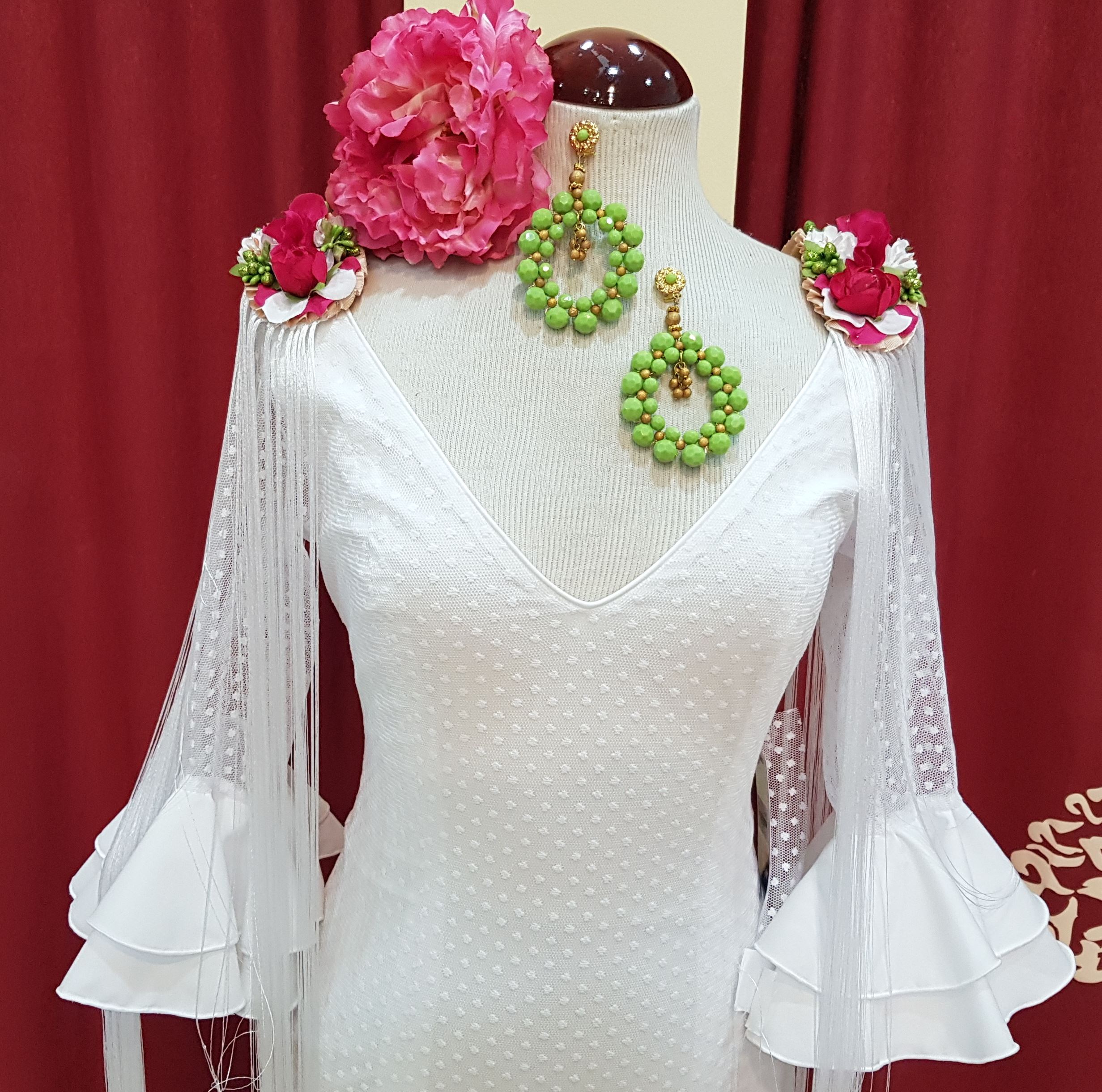 VESTIDO FLAMENCA SEÑORA - Modelo Marbella Plumeti Azulon - PEDROCHE GITANA  Y FLAMENCO