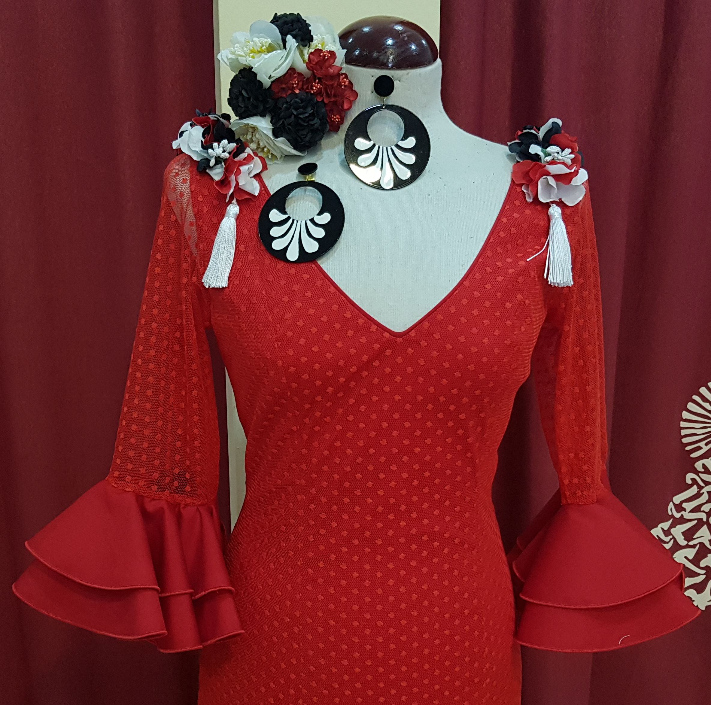 VESTIDO FLAMENCA SEÑORA - Modelo Marbella Plumeti Azulon - PEDROCHE GITANA  Y FLAMENCO