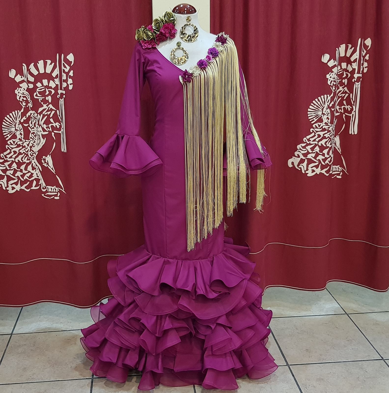 Traje de flamenca buganvilla liso