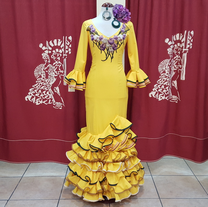 VESTIDO FLAMENCA SEÑORA Nani Amarillo - PEDROCHE GITANA Y FLAMENCO