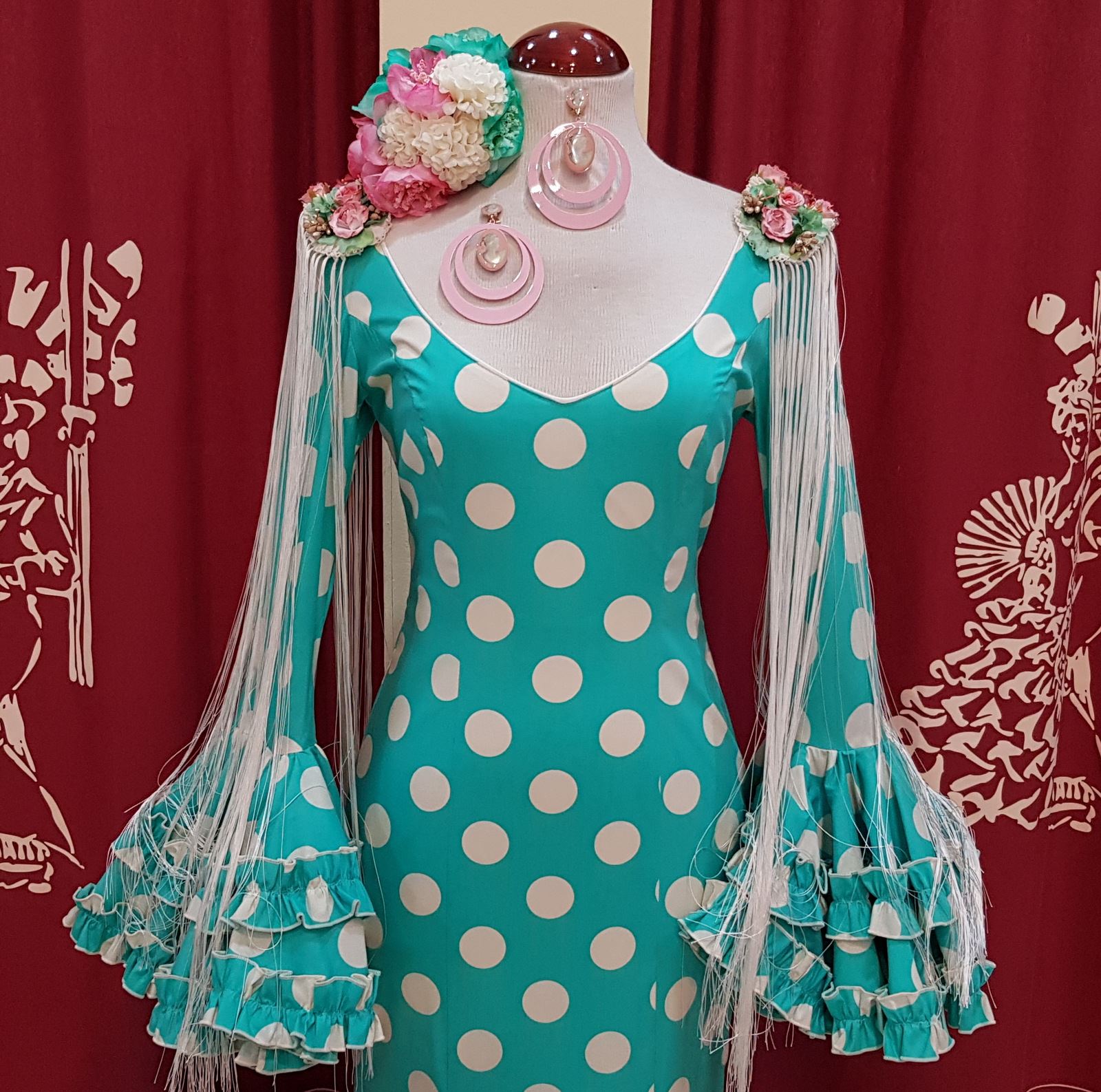 Vestido lunares online verde agua