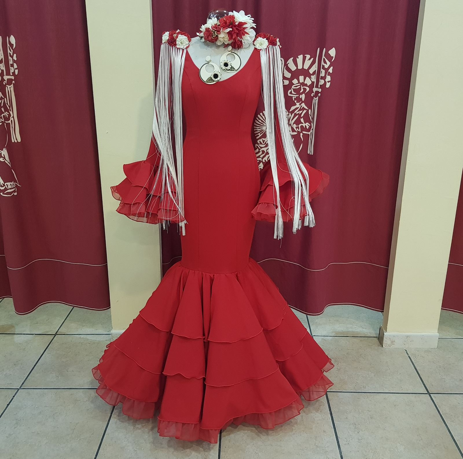 Vestido De Gitana Encaje Vestido De Flamenca Rojo 2023, 51% OFF