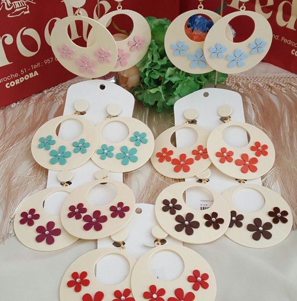 Pendiente Modelo ARO 3 FLORES Beige Combinado