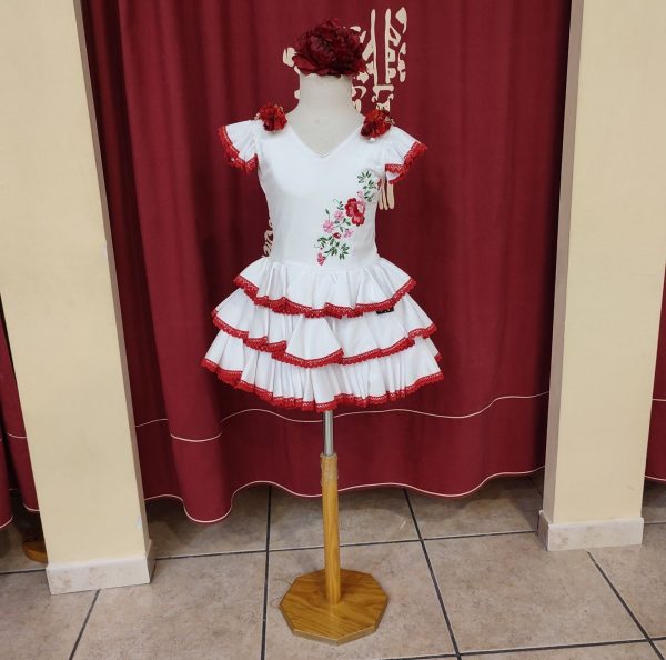 Modelo CARMEN Pique-Bordado (Talla 4) Blanco-Rojo