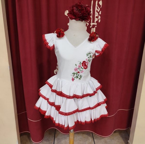Modelo CARMEN Pique-Bordado (Talla 4) Blanco-Rojo - Imagen 2