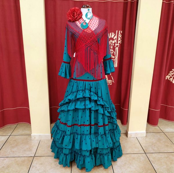 Modelo MARISMAS (Talla 42) Aguamarina Lunares-Rojo
