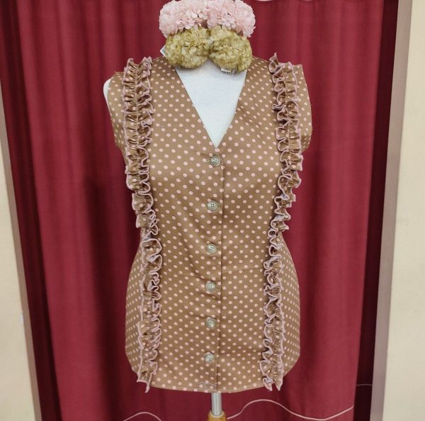 Camisa Modelo HABANA S/MG (Talla L) Camel Lunar Rosa BB - Imagen 3