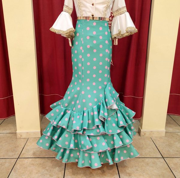 Falda Modelo MIS (Talla 36) Verde Agua Lunar Rosa Chicle