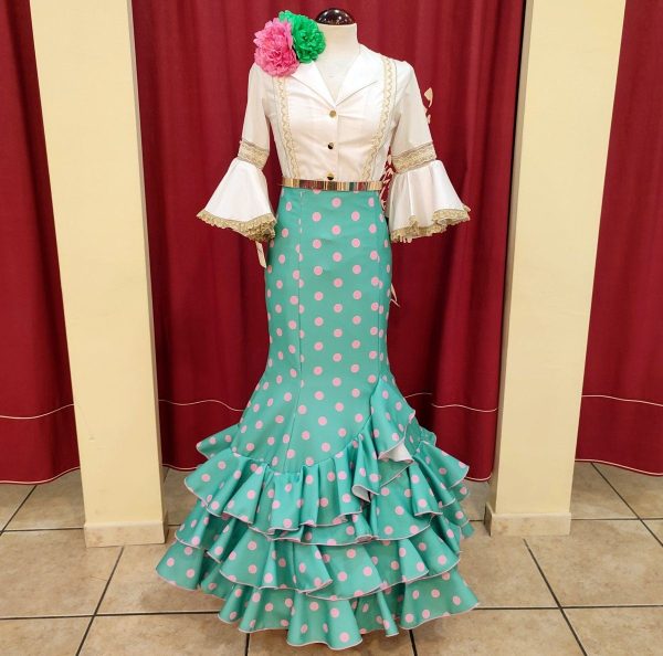 Falda Modelo MIS (Talla 36) Verde Agua Lunar Rosa Chicle - Imagen 2