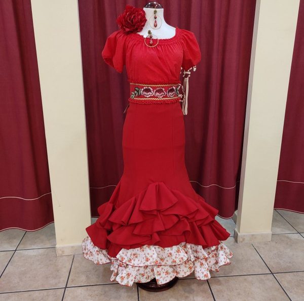 Falda Modelo MIS (Talla 40) Rojo-Estampado Beige - Imagen 2