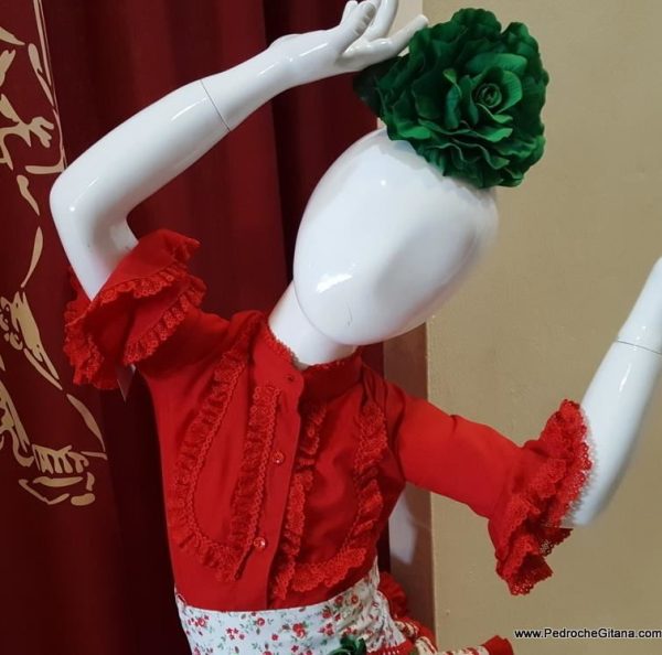 Camisa Modelo PEDROCHE VOLANTES Niña Roja