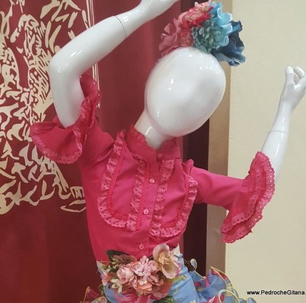 Camisa Modelo PEDROCHE VOLANTES Niña Fucsia
