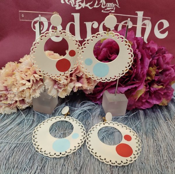 Pendiente Modelo ARO Beige 2 LUNARES PINTADOS