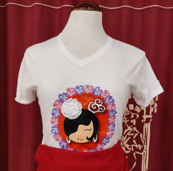 Camiseta Modelo PEDROCHE Blanca-Rojo-Azulon