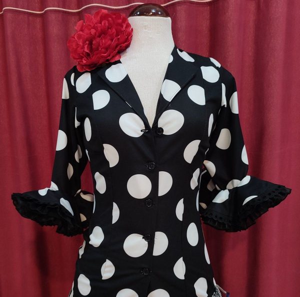 Camisa Modelo HABANA (Talla S) Negro Lunar Blanco - Imagen 3