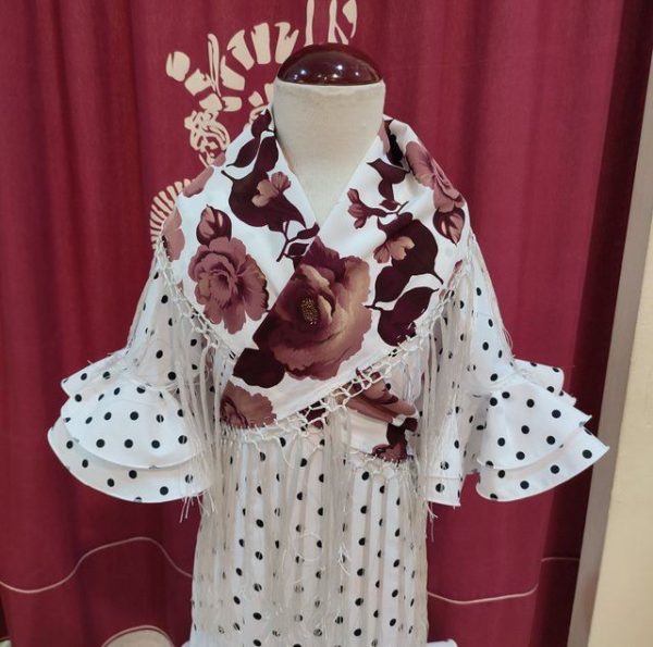 Manton CRIS ESTAMPADO Blanco-Granate - Imagen 2