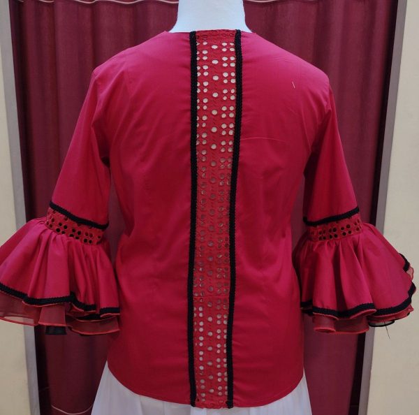 Camisa Flamenca CARLA Rojo-Negro - Imagen 3