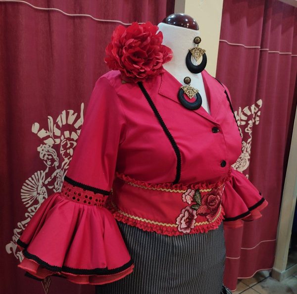 Camisa Flamenca CARLA Rojo-Negro - Imagen 2