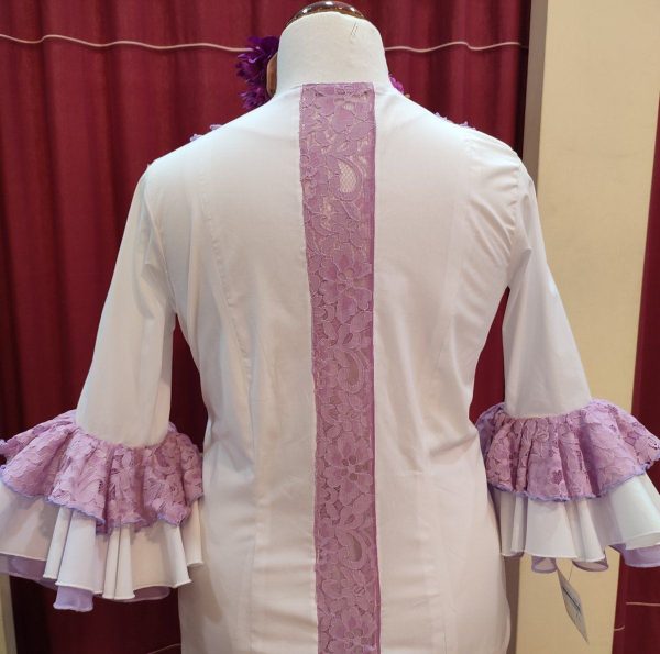 Camisa Modelo CARLA (XL) Blanca-Malva - Imagen 2