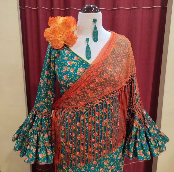 Modelo AURORA Estampado Rosas Naranja-Aguamarina - Imagen 2