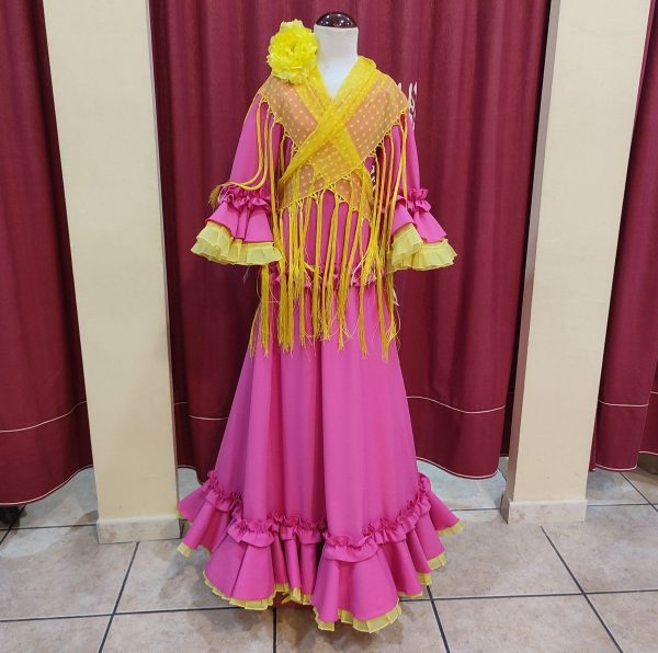 CAPOTE NIÑA FUCSIA-AMARILLO