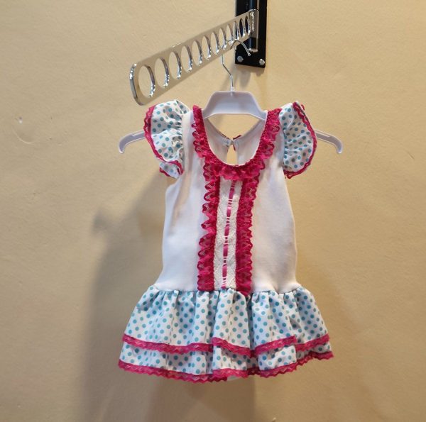 Body Modelo GARRITO (24 Meses) Aguamarina Lunares-Bolillo Fucsia