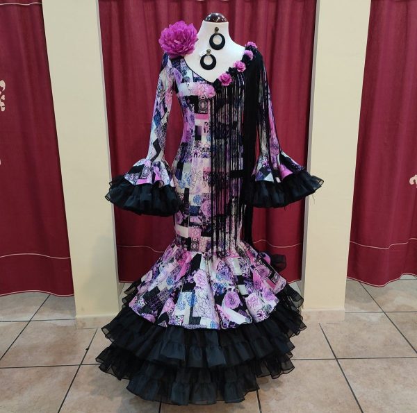 Modelo VICTORIA (Talla 38) Estampado Negro-Malva