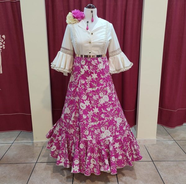 Falda Modelo ROMERIA Estampado Fucsia-Tostado - Imagen 2