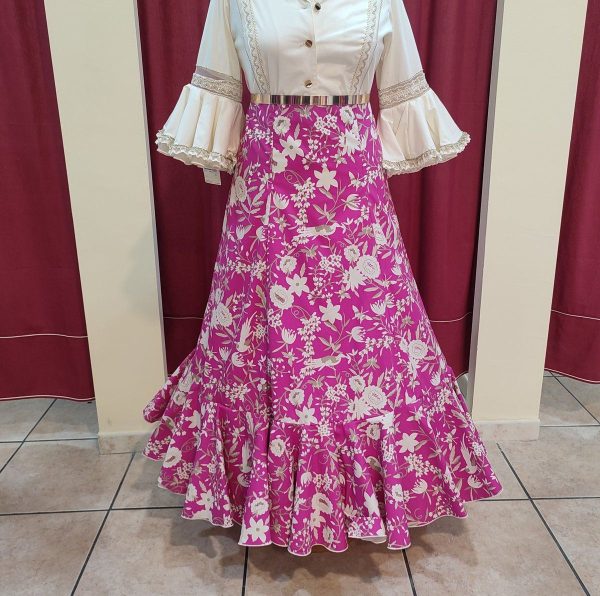 Falda Modelo ROMERIA Estampado Fucsia-Tostado