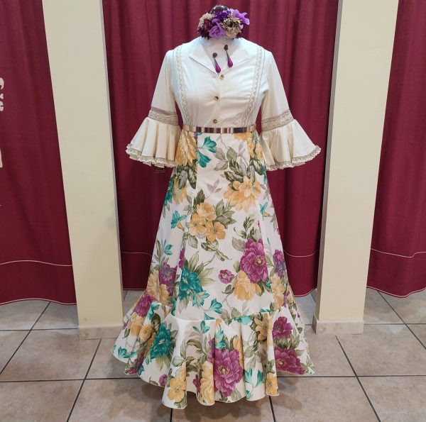 Falda Modelo ROMERIA Estampado Beige-Buganvilla - Imagen 2