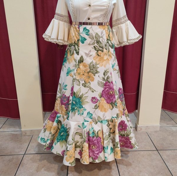 Falda Modelo ROMERIA Estampado Beige-Buganvilla