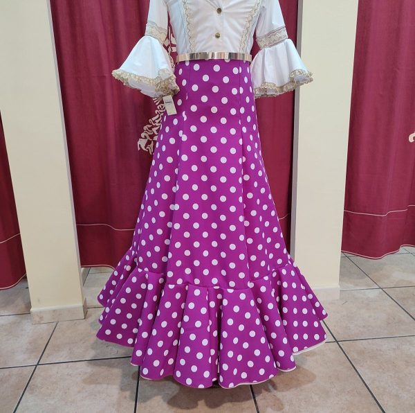 Falda Modelo ROMERIA Buganvilla Lunar Blanco
