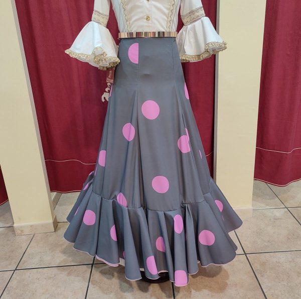Falda Modelo ROMERIA (Talla 38) Gris Lunar Rosa