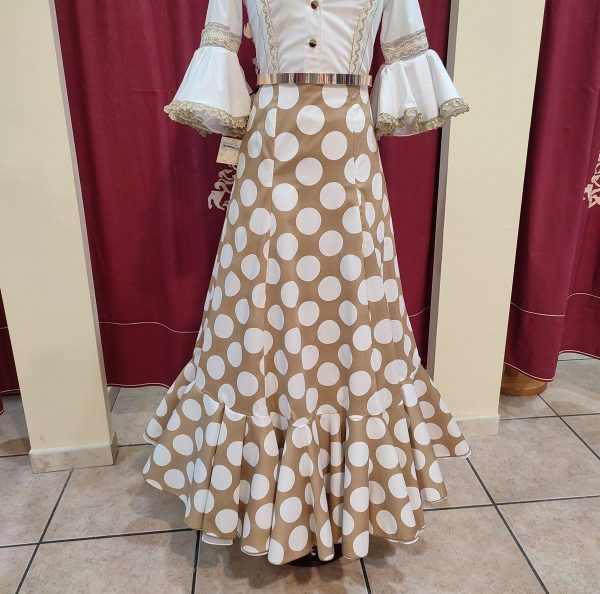 Falda Modelo ROMERIA (Talla 40) Camel Lunar Blanco