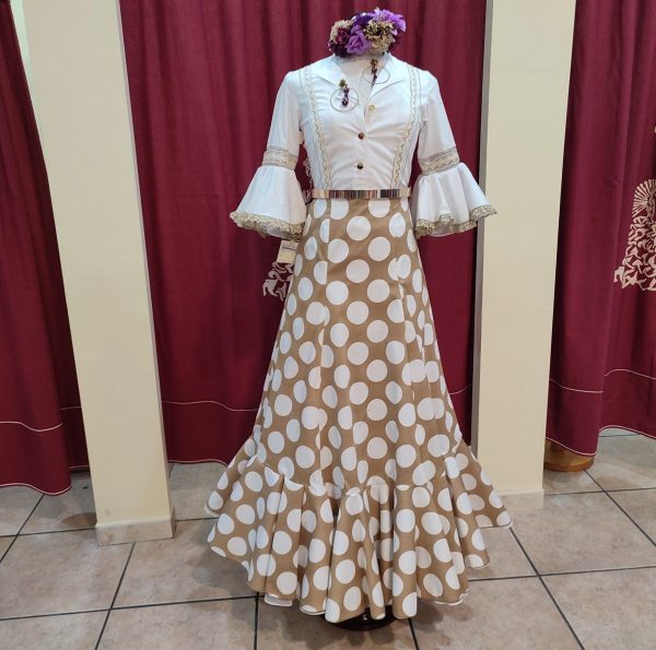 Falda Modelo ROMERIA (Talla 40) Camel Lunar Blanco - Imagen 2