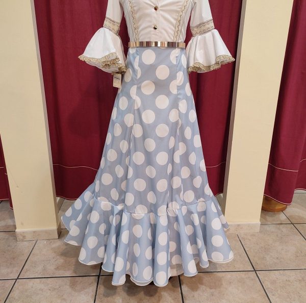 Falda Modelo ROMERIA Celeste Lunar Blanco