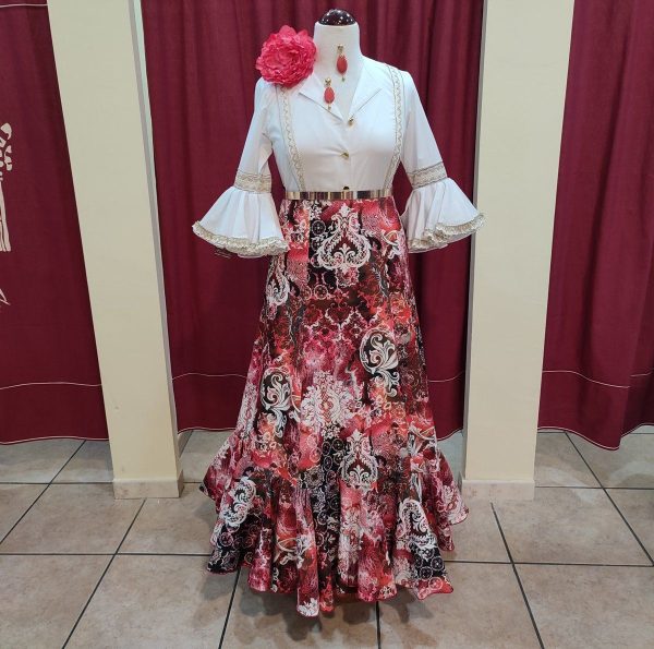 Falda Modelo ROMERIA (Talla 44) Estampado Clasico Coral-Negro - Imagen 2