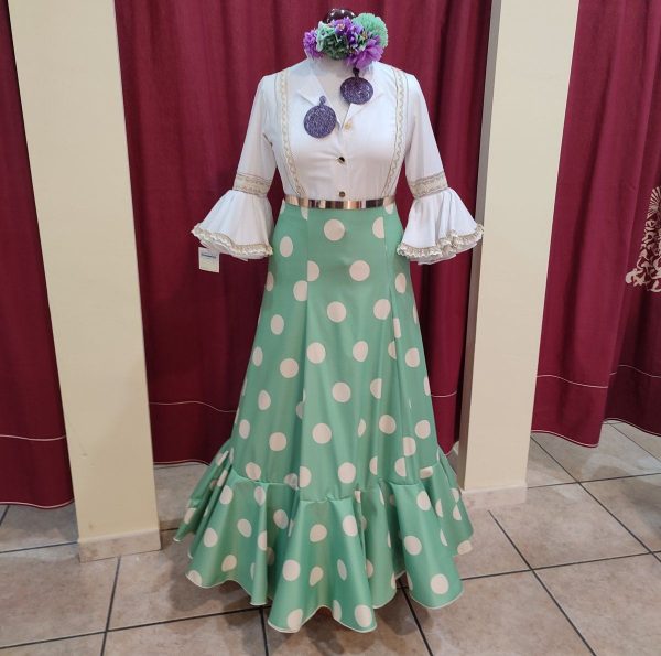 Falda Modelo ROMERIA (Talla 46) Verde Agua Lunar Beige - Imagen 2