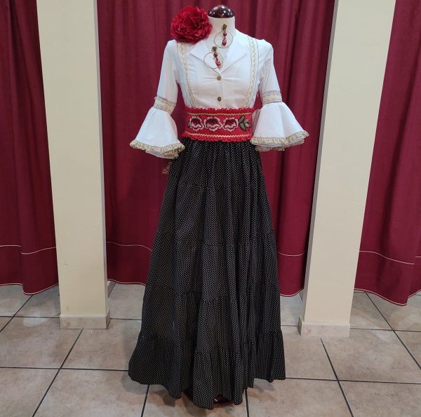 Falda Modelo CANASTERA (Talla 36) Negro Lunar Blanco - Imagen 2
