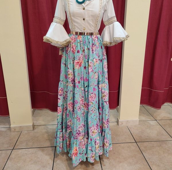 Falda Modelo CANASTERA (Talla 36) Estampado Aguamarina