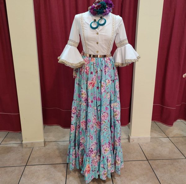 Falda Modelo CANASTERA (Talla 36) Estampado Aguamarina - Imagen 2