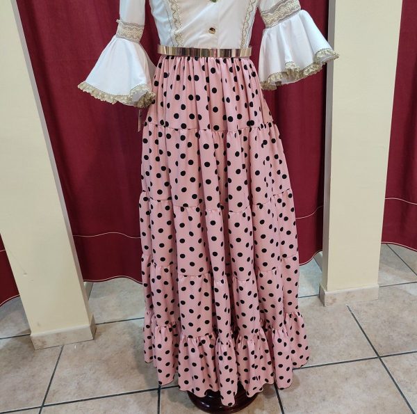 Falda Modelo CANASTERA (Talla 40) Rosa BB Lunar Negro