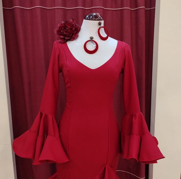 Vestido Flamenca CARLOTA (Talla 52) Rojo - Imagen 4